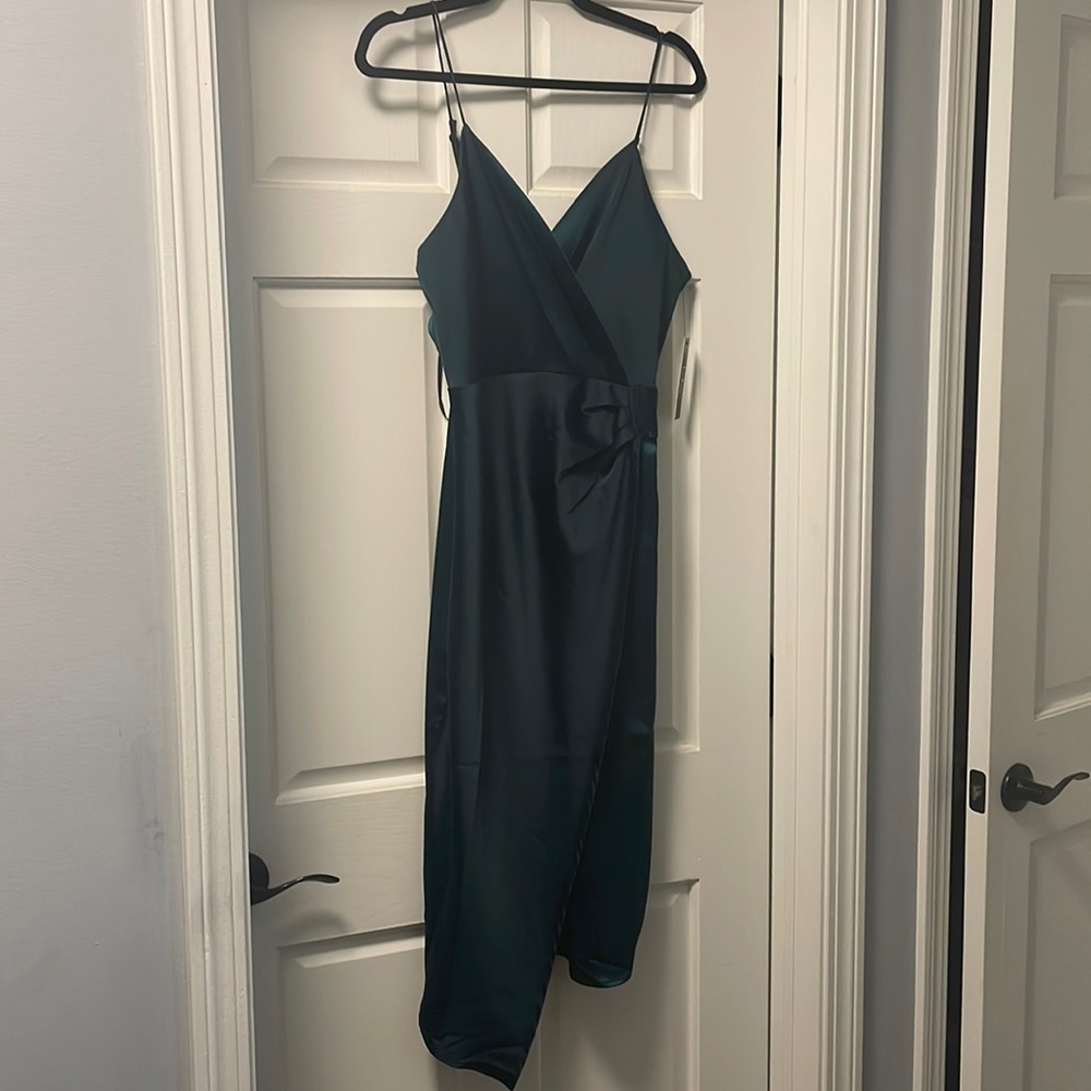 Lulus midi dark green almost teal dress